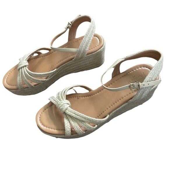 J.Crew Strappy Raffia Espadrilles Platform Wedges Sandals Size 9.5 Shoes - Picture 2 of 7